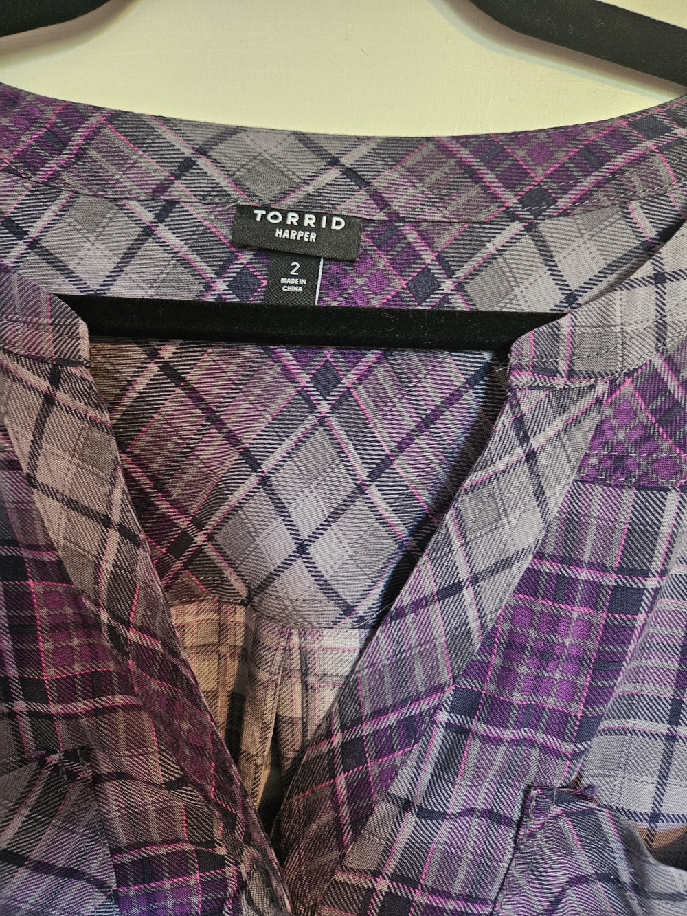 torrid Purple & Gray Plaid Button-Front Tunic - Picture 3 of 5